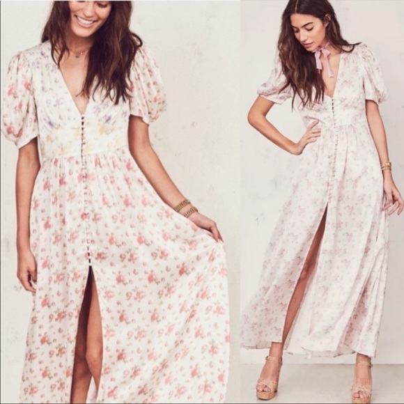 loveshackfancy stacy silk maxi dress LoveShackFancy Stacy Floral Maxi Dress